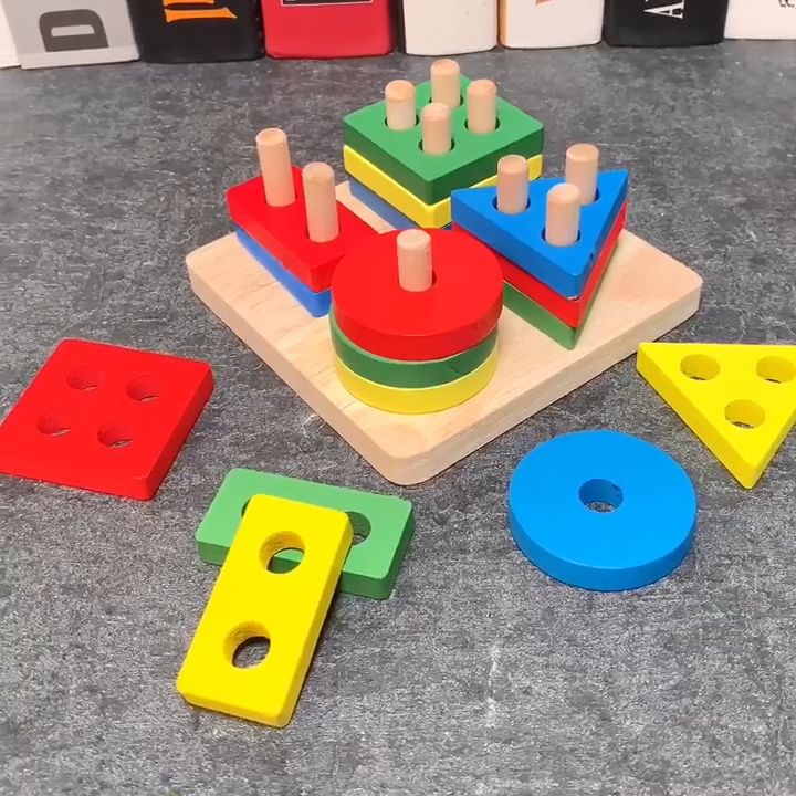 ของเล่นไม้ montessori toys ของเล่นเด็ก0 3 เรขาคณิต สี ของขวัญเด็ก ...