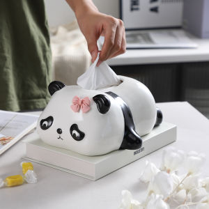Creative Ceramic Panda Tissue Box Display Piece Living Room Coffee Table Bedroom High Aesthetic Value Cute Tissue Box