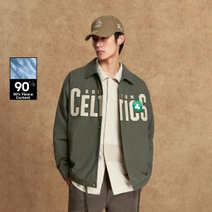 Jack Jones | NBA Collaboration Celtics Team Winter Turn-Down Collar Embroidery Mens Down Jacket