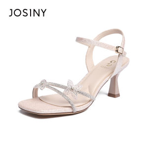 Josiny | French Style Crystal Decorated Stiletto Sandals Female