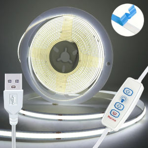 Dimmable 5V USB COB Led Strip Lights With 3key Switch Flexible Diode Tape For Room TV Mirror Backlight Cabinet Light