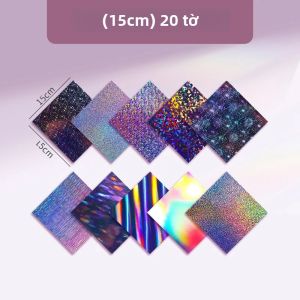 60/20 Tờ Giấy Origami Vuông Nhiều Màu Giấy Phản Ứng Với Mực Giấy Bạc Cho Máy In Laser Trang Trí Thủ Công Làm Album Giấy Gấp Mịn