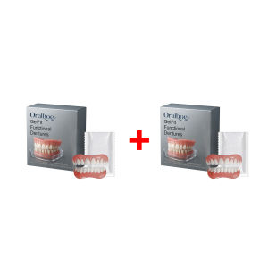 oralhoe | Silicone Dentures False Teeth Full Set Soft Safety Easy to Use Perfect Fit Oral Improve Tooth Loss Broken Temporary Denture Kit