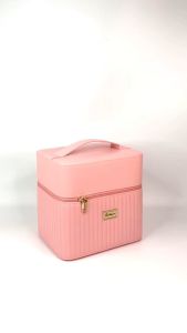 [SIZE 25CM] Hộp Da Đựng Đồ Trang Điểm Cá Nhân Cầm Tay 2 Ngăn Flower - Hộp Để Mỹ Phẩm Nhỏ Gọn Bằng Da Cao Cấp