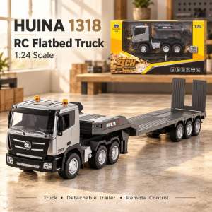 HUINA 1318 RC Flatbed Truck with Detachable Trailer 1:24 Scale 2.4GHz Remote Control Lights & Sound