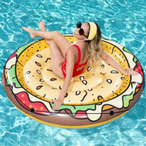 Summer Inflatable Mattress Large Size Water Mat for Men Women Burger Shape Floating Ring Beach Vacation Swimming Circle Photography