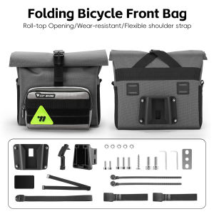 West Biking | WEST BIKING Folding Bicycle Front Bag 2 in 1 Multifunctional Bike Handlebar Bag 3.3+0.6L Large Capacity Tool Storage Cycling Bag