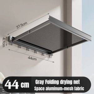 [SG Stock]Balcony Folding Clothes Hanger Stainless Steel Drying Rack Household Wall Mounted Invisible Drying Device Indoor Clothes Hanging