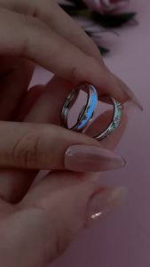 Shanmenghai Oath Night Glow Pure Silver 925 Couple Ring Fashion Versatile Zircon Ring for Men and Women Valentines Day Matching Ring