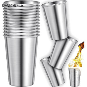 4 Pieces Stainless Steel Pint Cups 500ml Stainless Steel Tumblers Pint Camping Cups Drinking Glasses Stackable Metal Cups