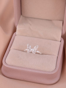 925 Sterling Silver Butterfly Magma Personality Ring for Women Finger Ring Fashionable Luxury Joint Ring Korean Style Accessory