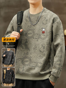 เสื้อสเวตเตอร์คอตตอนหลวมแขนยาวปักลายสไตล์อเมริกันสำหรับผู้ชาย ฤดูใบไม้ผลิและฤดูใบไม้ร่วง 2025 ใหม่ ลำลอง ไม่ต้องรีด