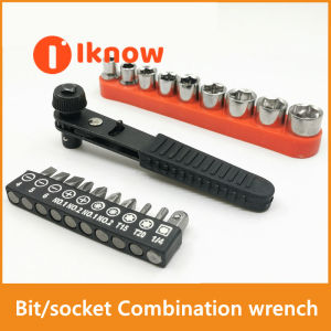 Mini positive and negative two-way ratchet wrench set household bit and socket dual-purpose screwdriver slotted cross screwdriver tool