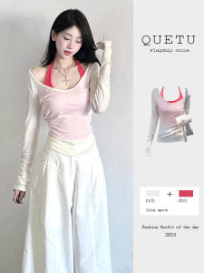 Áo Thun Dài Tay Màu Trắng Mùa Thu Mỏng Độc Đáo Siêu Đẹp Thắt Eo Thon Gọn Chống Nắng Áo Khoác Ngoài Nữ