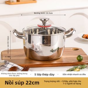 YIYIPAI | Nồi Soup Inox 304 Chất Lượng Thực Phẩm Phù Hợp Với Bếp Từ và Bếp Gas