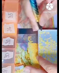 Tranh đính đá bình hoa đẹp cổ (về tự đính) 71510