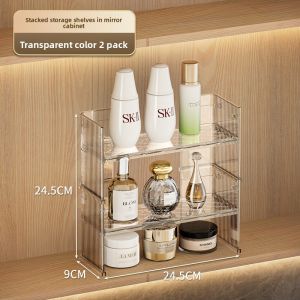 Bathroom Mirror Cabinet Storage Box PET Material Multi-layer Cosmetic Toothbrush Removal Cotton Holder Organizer
