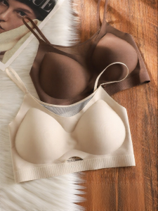 Seamless Summer Lightweight Small Bust Lifting Preventing Sagging No Steel Rings Beautiful Back Thin Strap Bra