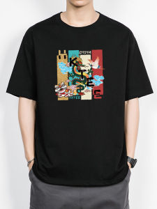 Loose Fit Cotton round Neck Short Sleeve T-Shirt Red Color for Men Dragon Year 2024 Chinese Culture Print Breathable Casual Top