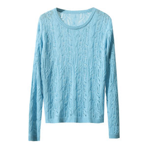 AMII | Round Neck Lace Floral Long Sleeve Knit Sweater