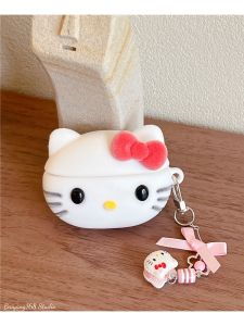 White Furry Hellokitty Airpods4 Pro2 Bluetooth Earphone Protective Case Silicone Soft Shell  iPod Cartoon Pattern