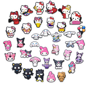 Mesuca | 36pcs Cartoon Hello Kitty New Sanrio Shoe Charms PVC DIY Shoes Decoration Bracelet Sandal shoe Accessories Buckle for Kids Gifts