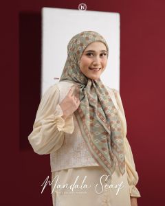 Mandala scarf by Nadheera luxury hijab jilbab kerudung segi empat motif voal belleza premium