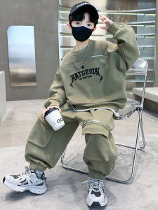 Boys Sportswear Set Autumn Clothes 2025 New Style Medium to Large Children Spring Autumn Hoodie Two Piece Set Trendy Streetwear