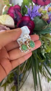 💥ต่างหูหยกแท้ตุ้งติ้ง เงินแท้ถมทองคำแท้ หยกพม่า อัญมณีเนื้อพลอยธรรมชาติ สินค้างานทำมือ ของแท้มีใบรับประกันดูแลตลอดการใช้งาน AUFU STORE