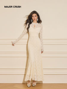 Retro Lace Hollow Out Age Reducing Waist-Tightening Fish Tail Dress