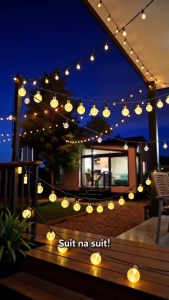 17 MILE 5/7/12M 20/50/100LEDs Solar Crystal Ball Fairy Light Outdoor Waterproof String Light Christmas Decor