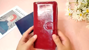 กระเป๋าสตางค์ใบยาวเงาสดใสใส่บัตรได้หลายใบกระเป๋าถือแมทช์แมทช์กับสายรัดข้อมือ