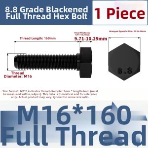 qd | 8.8 Grade Blackened Full Thread Hex Bolt