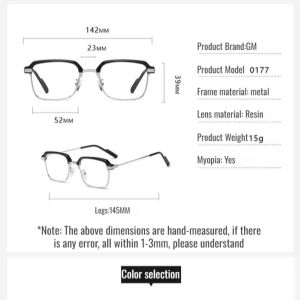 Technology metal frame farsighted black antiblue light presbyopia glasses