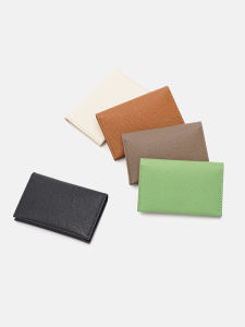 Ultra-Thin Genuine Top-Layer Cowhide Business Card Holder Mini Portable Slim Palm Print Compact Leather Wallet for Youth