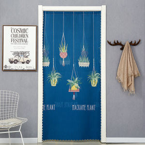 Curtain Fabric Duplex Printing Bedroom and Household Partition Decorative Curtain Block Feng Shui Curtain Punch-Free All Year Round Neutral