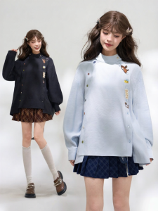 KEIKO | Stylish Two-tone Double-breasted Loose Long-sleeved Shirt