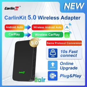 CarlinKit 5.0 2air & Mini 5 Pro Wireless Android Auto & CarPlay Wireless Adapter 2.4Ghz & 5.8Ghz WiFi Auto Connect OTA Update