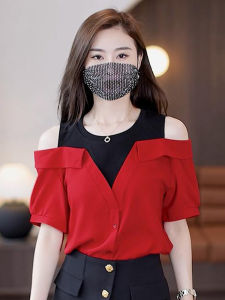 Chic Short Sleeve Shirt Womens Fashionable Korean Style Casual Shirt Elegant Small Top Stylish Airy Young-looking Top