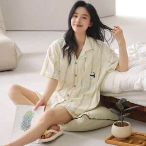 MiiOW | ชุดนอนผู้หญิงผ้าฝ้ายแท้ MiiOW ฤดูร้อน 2025 ชุดนอนแขนสั้นหลวมระบายอากาศได้ดี ชุดอยู่บ้าน ใส่กลางแจ้ง ชุดนอนผู้หญิง