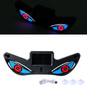 Đèn LED Năng Lượng Mặt Trời Hình Mắt Quỷ Cảnh Báo Nhấp Nháy Cho Ô Tô Đèn Báo Hiệu Đèn Viền Cửa Sổ Xe SUV Có Đế Hút 36cm Đèn Trang Trí