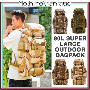 80L Large Capacity Backpack Waterproof Beg Hiking Bag Military Daki Gunung Camping Tactical Bagpack Travel 登山爬山背包 Handbag Bag