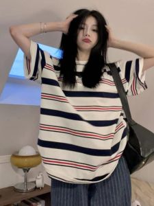 QIANSHUIYIYUN | Striped Slouchy Casual T-Shirt