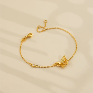 Chow Sang Sang 周生生 999.9 24K Gold Cultural Blessings Butterfly Bracelet for Women 18cm 95851B