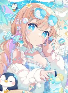 KAYOU | Summer Beach Anime Figure Oil Painting By Numbers Tropical Drink Seashell DIY Craft Kit Living Room Decor Frameless