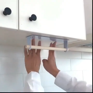 Multifunctional Self‑Adhesive Towel Rack Wooden Wall Hanging Paper Holder Detachable Organizer for Toilet Kitchen