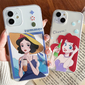 Summer Beach Girl Silicone Phone Case for Apple Iphone 13 pro Max 12 New Model Transparent Anti-Fall Cover 15 16 Max 6S 8 plus Cute Friend