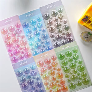 Colorful Candy Bubble Stickers Laser Bottoming Versatile Photo Decorative Gukka Sticker Transparent Glue Resistant Paper