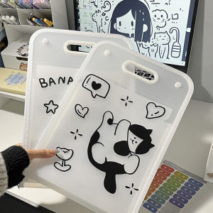 INS Good-looking Original Black and White Graffiti Kitty Cartoon Storage Large Capacity File Holder Student Multi-Layer Vertical