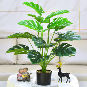 Artificial Monstera Plant Fake Turtle Leaf Plants with Monstera Leaf Pot Faux Monstera Plant for Home Office Store Garden Indoor Outdoor Monstera Decor ( Not inculding Pot) )
